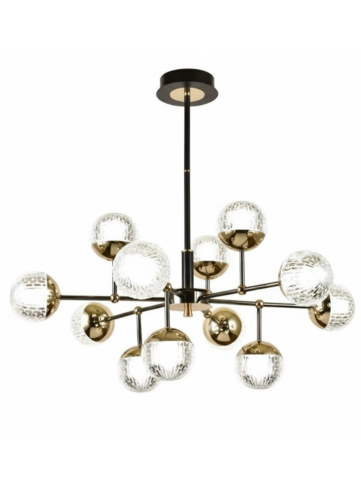 SPOLUX Modern Lighting, Chandelier, Light, Modern chandelier, D:80,H:80 cm, Suitable for Living room, bed room, kitchen, Fixed height, Black + Gold Color - Image 1